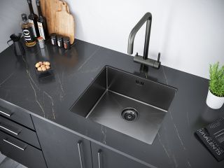 Мойка кухонная Paulmark Gerberg PM214844-GM воронёная сталь